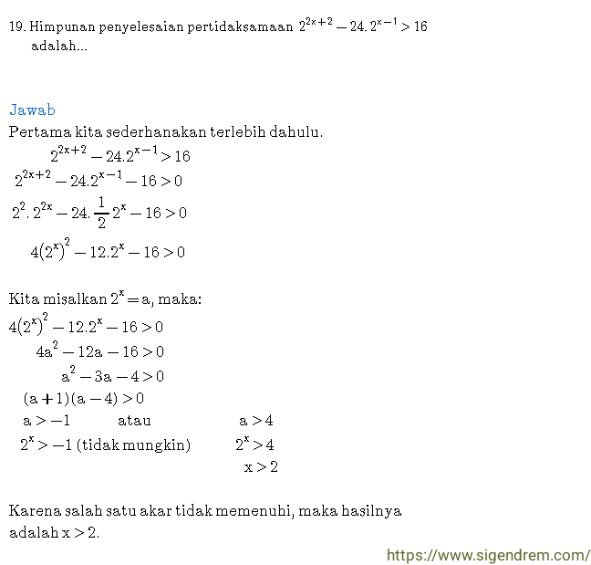 Detail Contoh Himpunan Penyelesaian Nomer 5