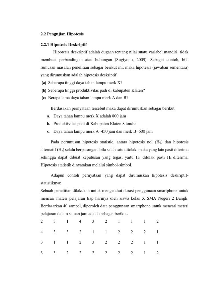 Detail Contoh Hipotesis Statistik Nomer 44