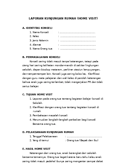 Contoh Home Visit - KibrisPDR