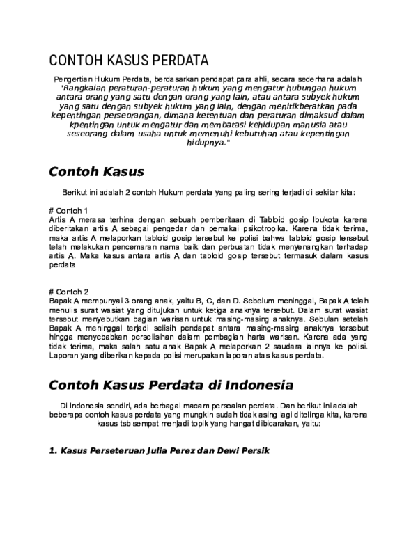 Detail Contoh Hukum Perdata Nomer 30