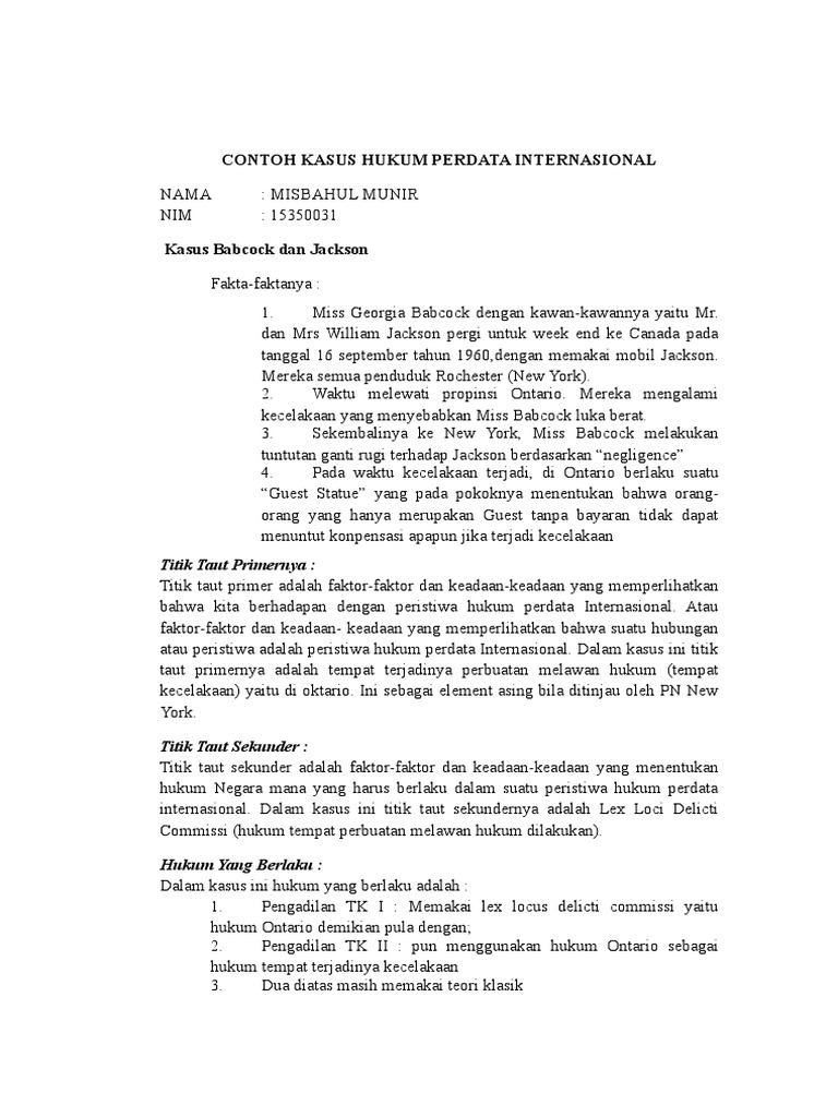 Detail Contoh Hukum Perdata Internasional Nomer 20