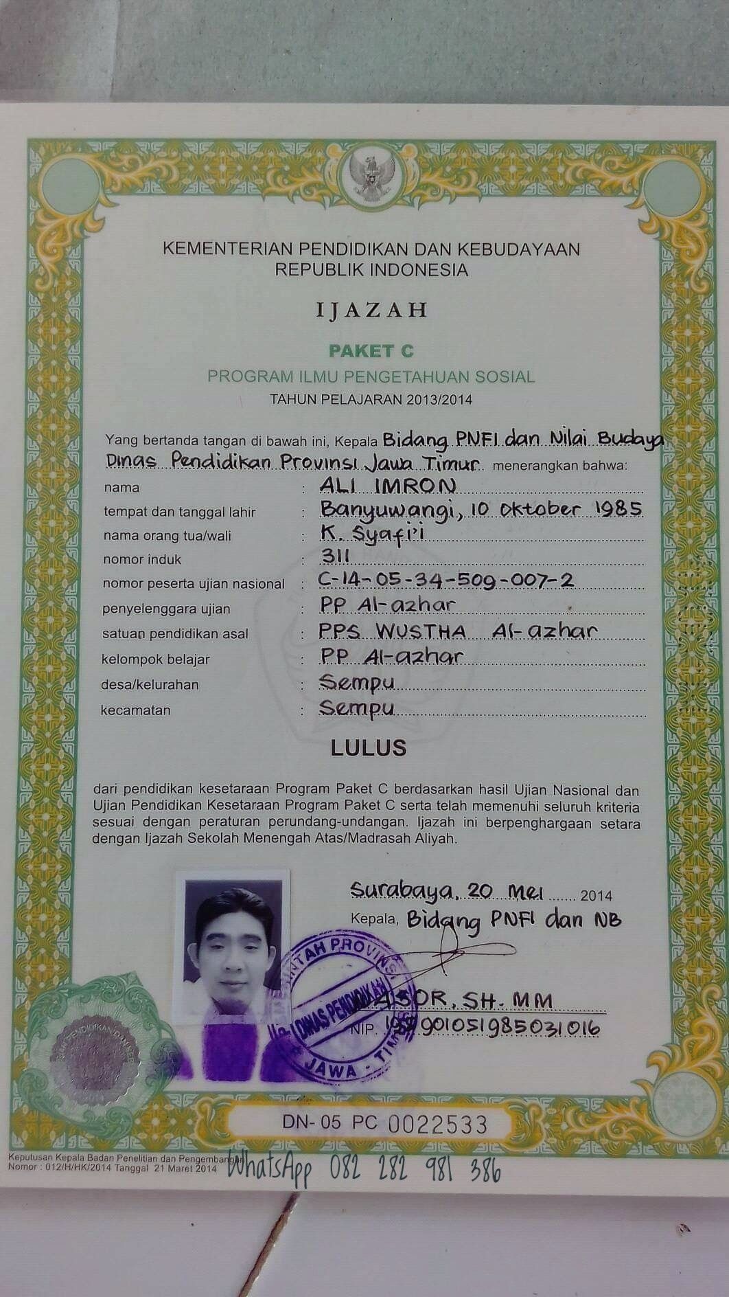 Detail Contoh Ijazah Paket C Palsu Nomer 12