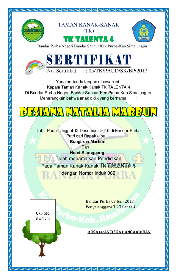 Detail Contoh Ijazah Paud Nomer 17