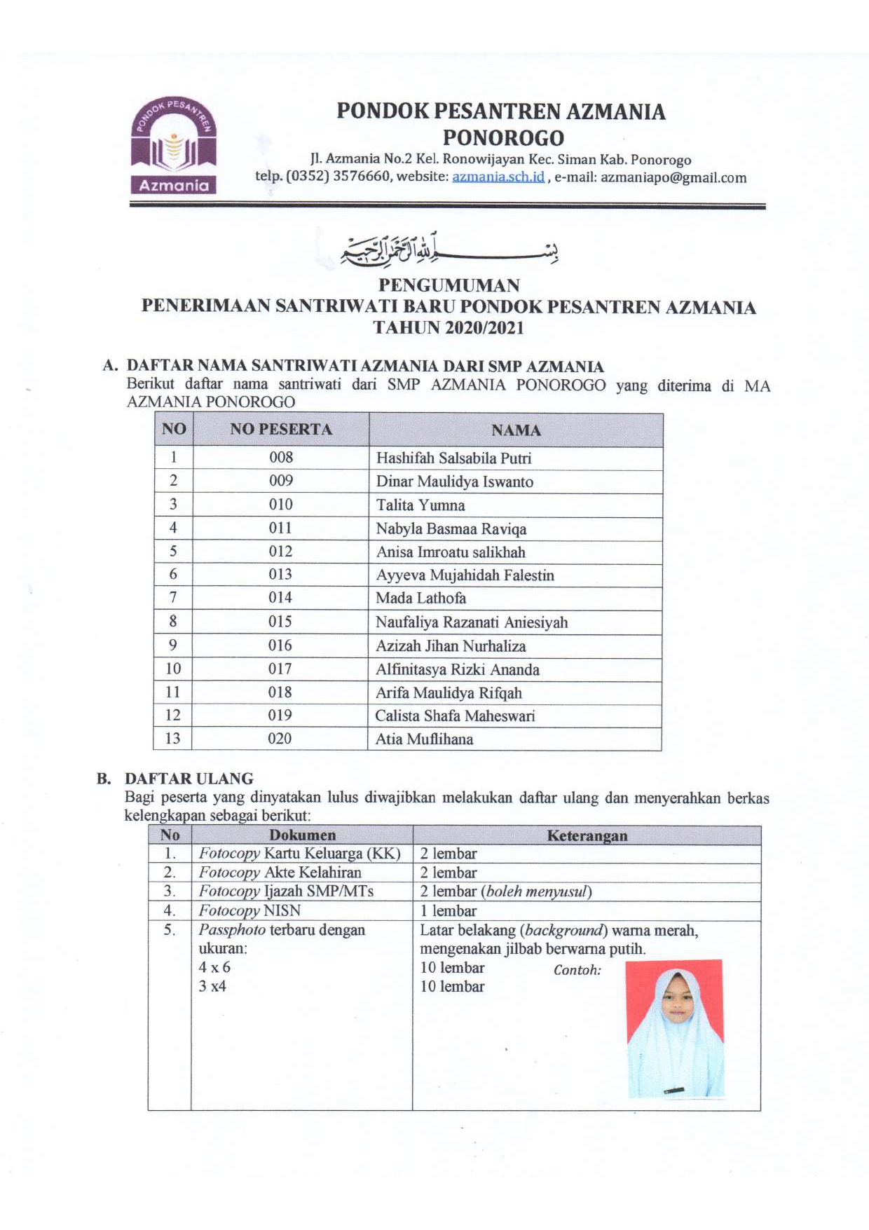 Detail Contoh Ijazah Pondok Pesantren Nomer 14