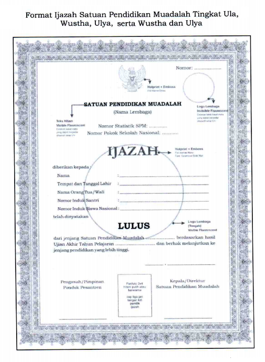 Detail Contoh Ijazah Pondok Pesantren Nomer 4