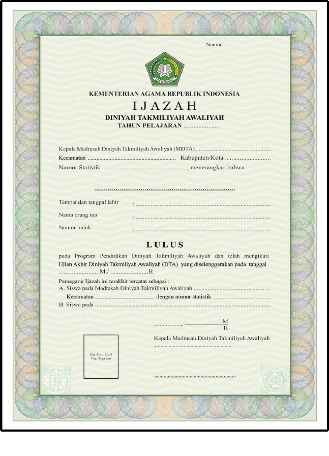 Detail Contoh Ijazah Pondok Pesantren Nomer 31