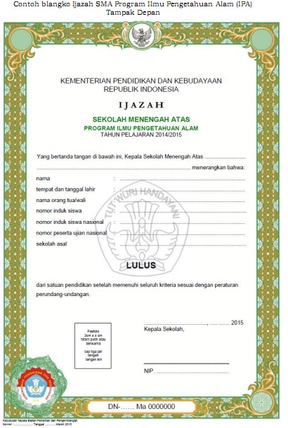 Detail Contoh Ijazah Sma Nomer 17