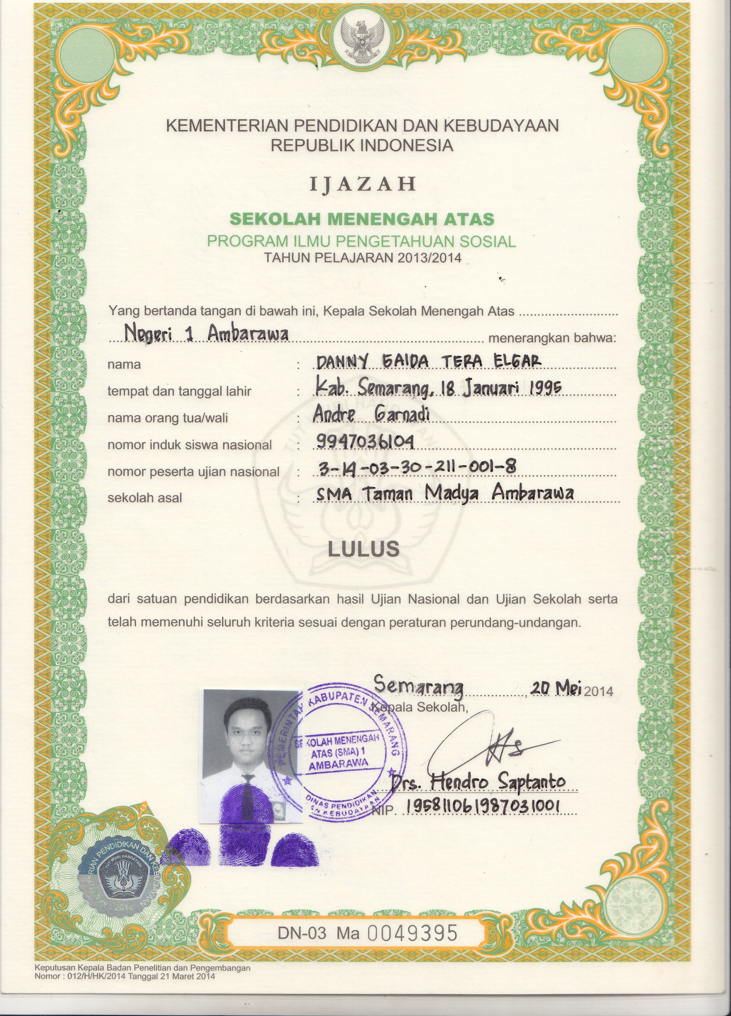 Detail Contoh Ijazah Sma Nomer 39