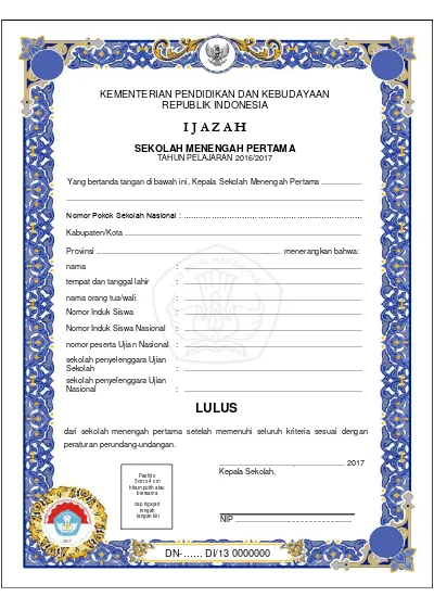 Detail Contoh Ijazah Sma Kosong Nomer 2