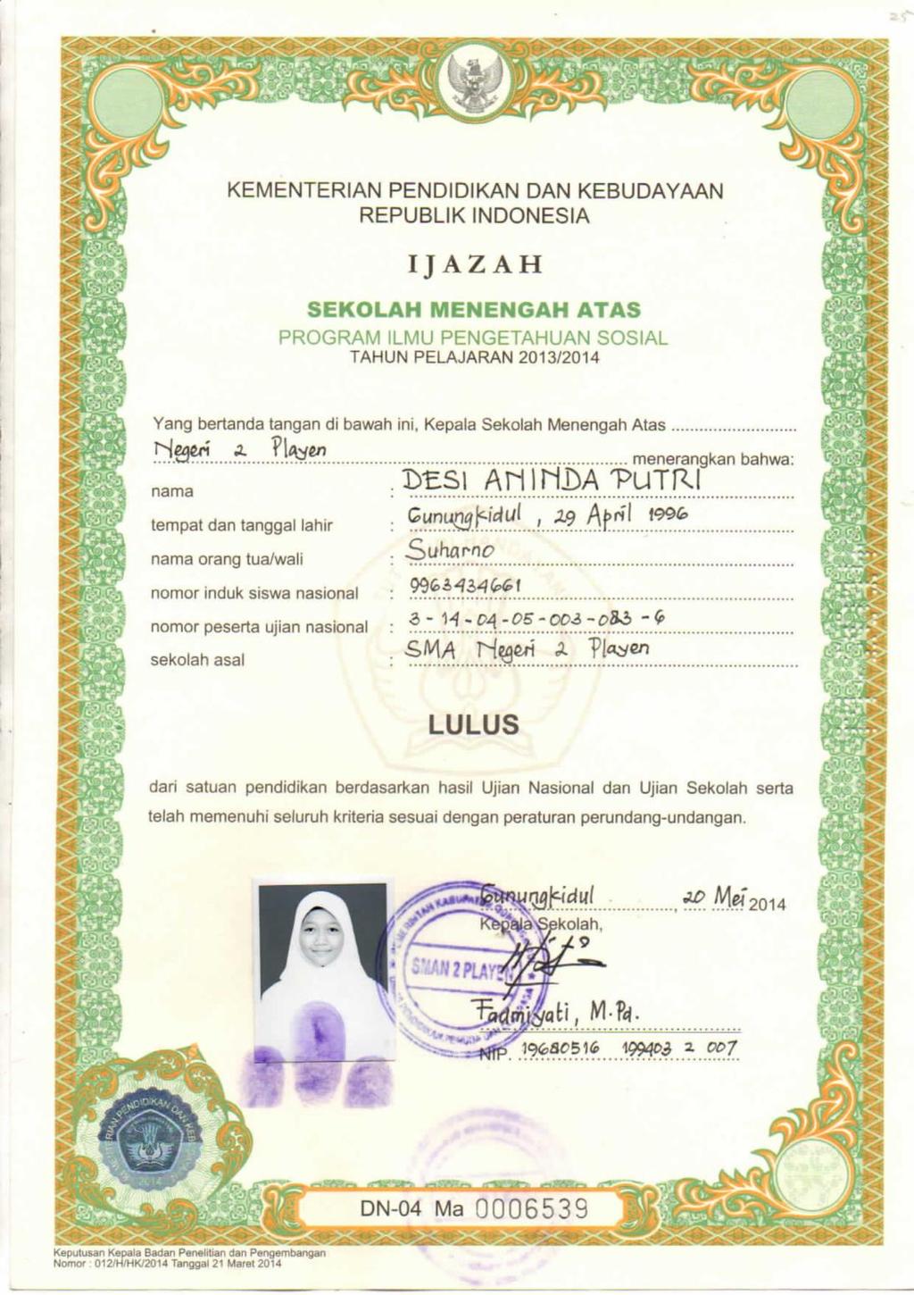 Detail Contoh Ijazah Sma Tahun 2003 Nomer 37