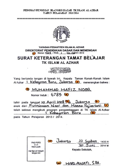 Detail Contoh Ijazah Tk Nomer 11
