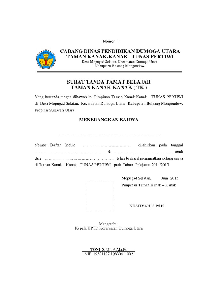 Detail Contoh Ijazah Tk Terbaru Nomer 20