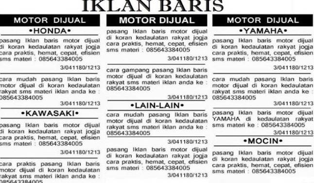 Detail Contoh Iklan Baris Di Koran Nomer 22