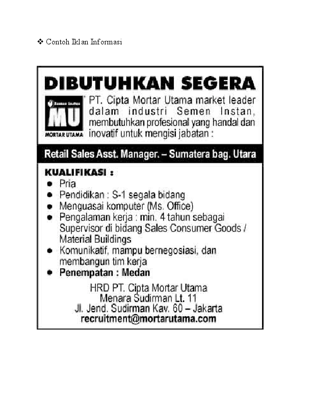 Contoh Iklan Informasi - KibrisPDR