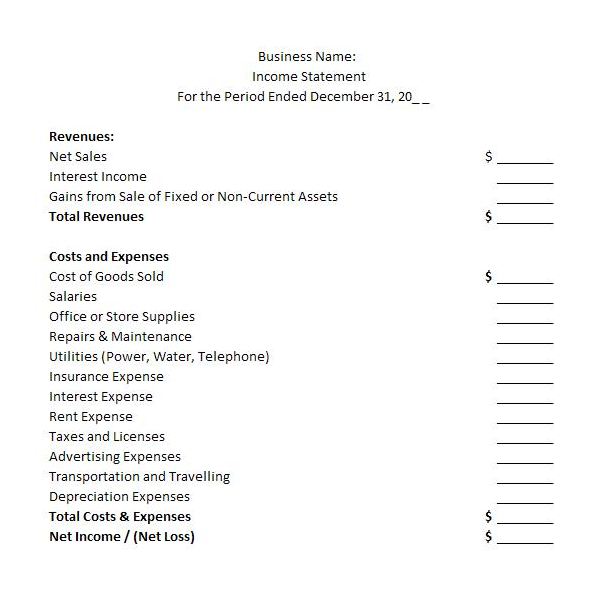 Detail Contoh Income Statement Nomer 33