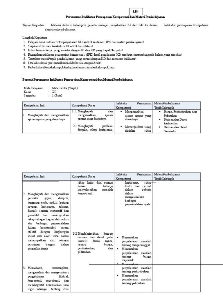 Detail Contoh Indikator Pembelajaran Nomer 43