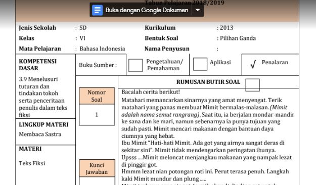 Detail Contoh Indikator Soal Pilihan Ganda Nomer 41