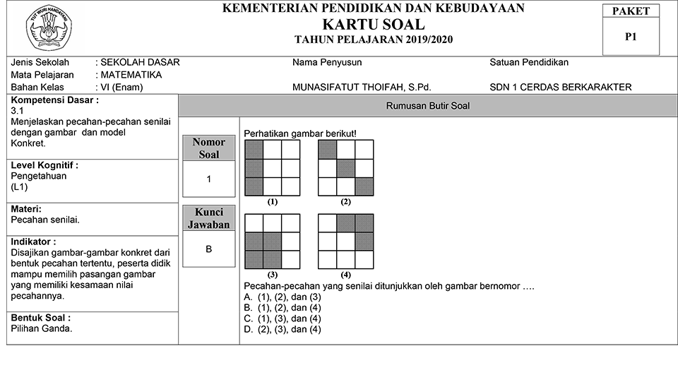 Detail Contoh Indikator Soal Pilihan Ganda Nomer 50