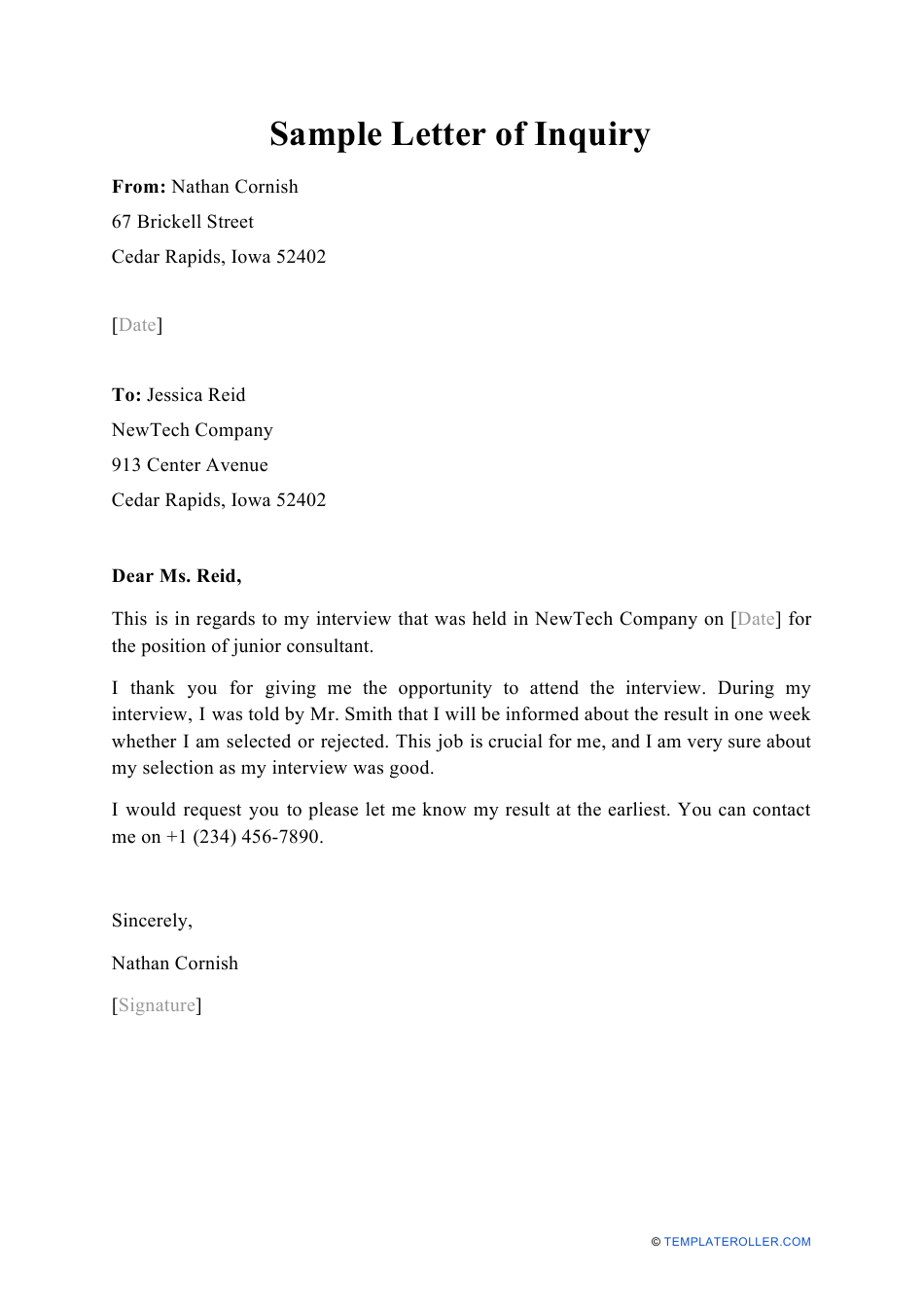 Contoh Inquiry Letter 47 Koleksi Gambar