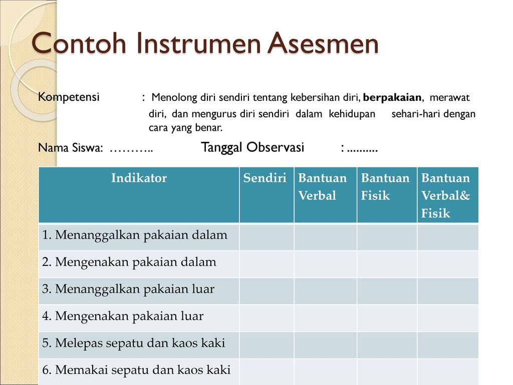 Detail Contoh Instrumen Asesmen Nomer 17