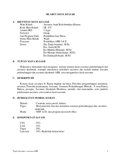 Detail Contoh Instrumen Asesmen Nomer 25