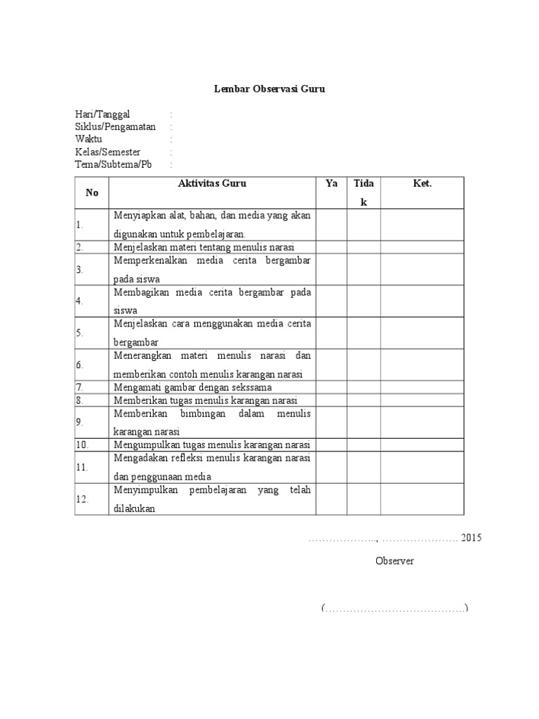 Contoh Instrumen Observasi - KibrisPDR