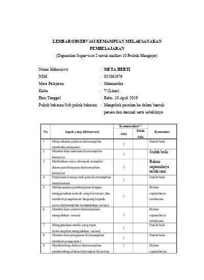 Detail Contoh Instrumen Observasi Nomer 14