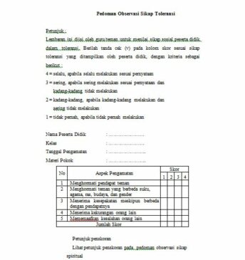 Detail Contoh Instrumen Observasi Nomer 15