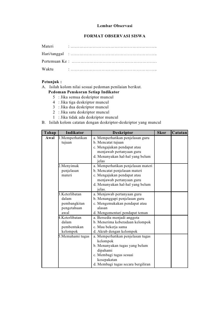 Detail Contoh Instrumen Observasi Nomer 25