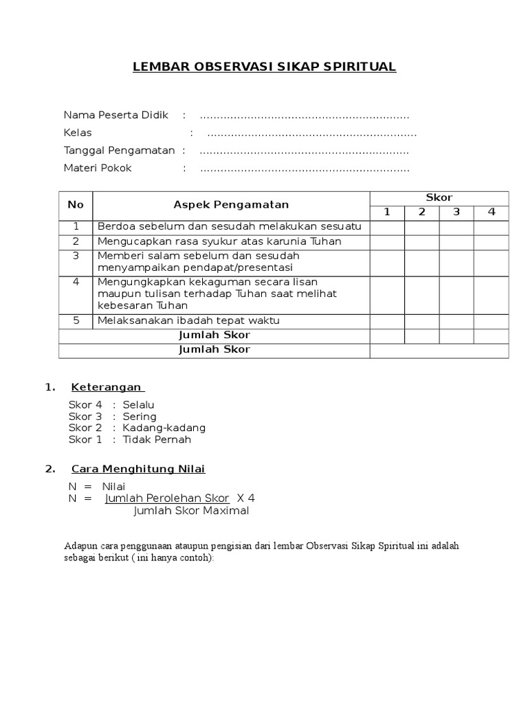 Detail Contoh Instrumen Observasi Nomer 26