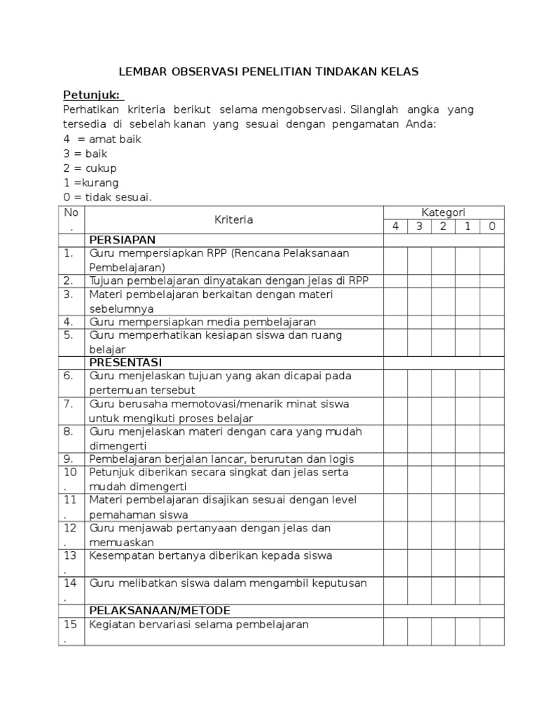 Detail Contoh Instrumen Observasi Nomer 3