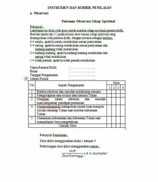 Detail Contoh Instrumen Observasi Nomer 28