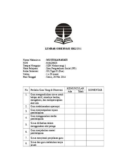 Detail Contoh Instrumen Observasi Nomer 29