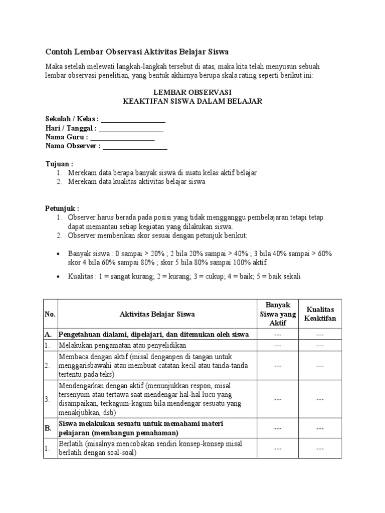 Detail Contoh Instrumen Observasi Nomer 33