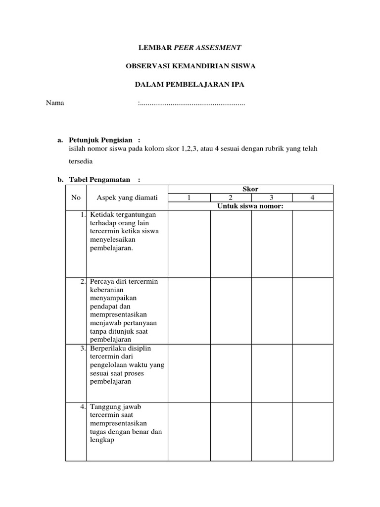 Detail Contoh Instrumen Observasi Nomer 38