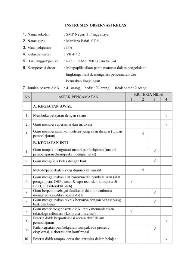 Detail Contoh Instrumen Observasi Nomer 39