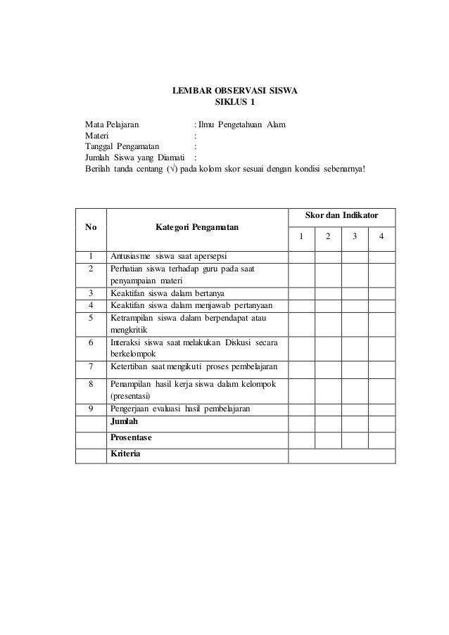 Detail Contoh Instrumen Observasi Nomer 5