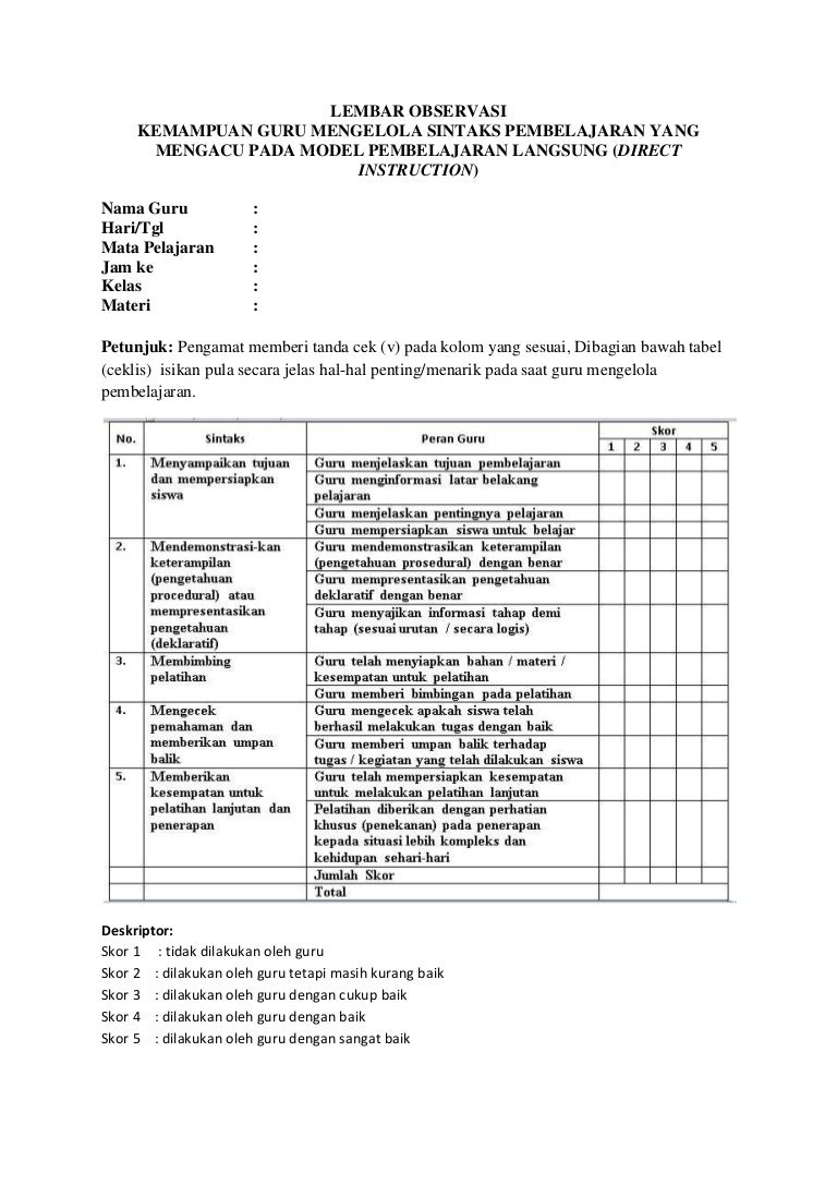 Detail Contoh Instrumen Observasi Nomer 52