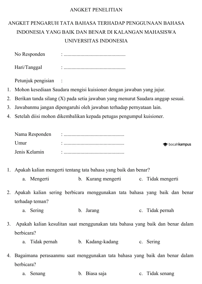 Detail Contoh Instrumen Penelitian Nomer 5