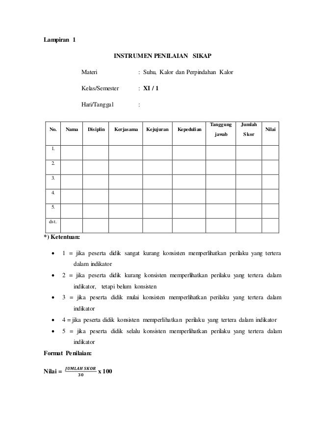 Detail Contoh Instrumen Penilaian Nomer 42