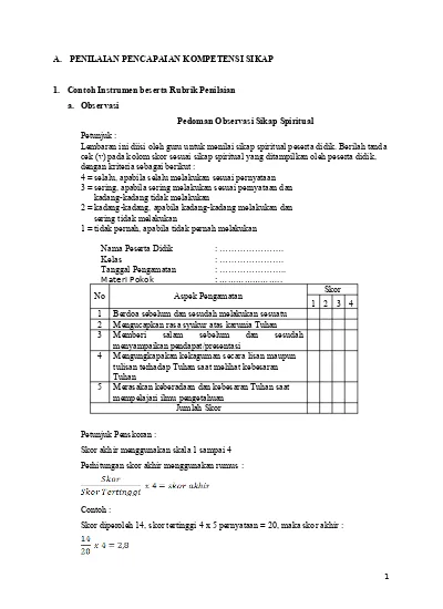 Detail Contoh Instrumen Penilaian Nomer 43