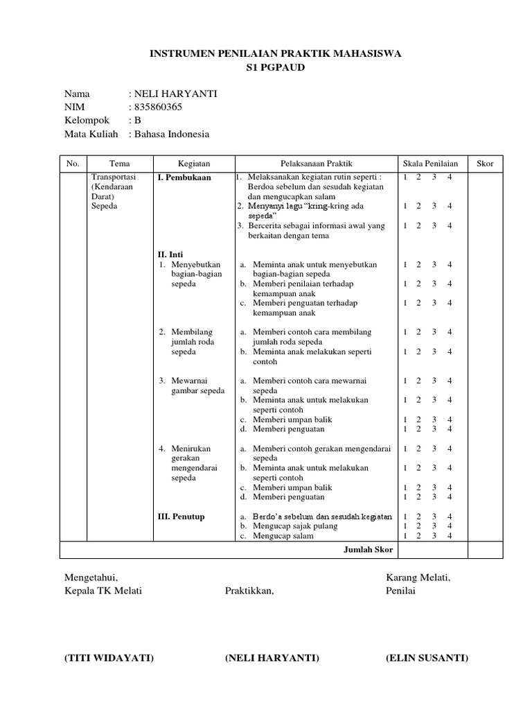 Detail Contoh Instrumen Penilaian Nomer 47