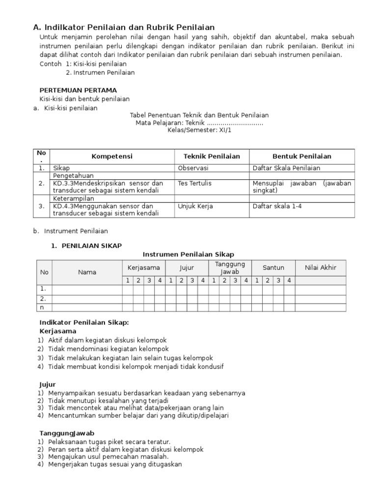 Detail Contoh Instrumen Penilaian Sikap Nomer 55