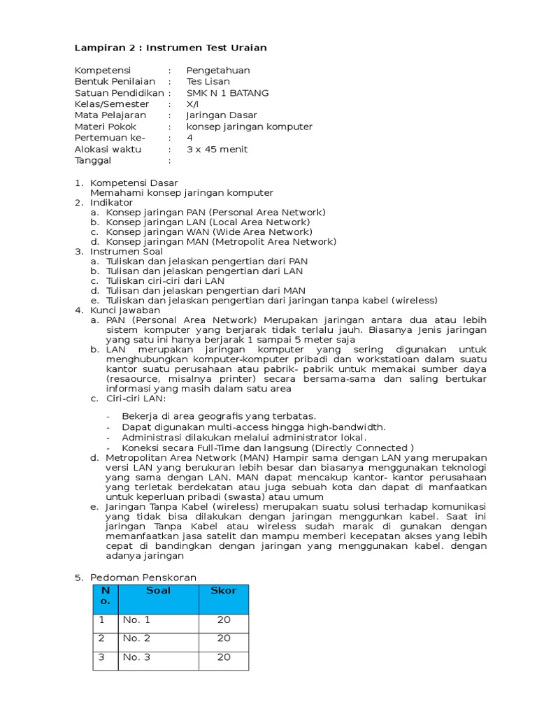 Detail Contoh Instrumen Tes Nomer 18