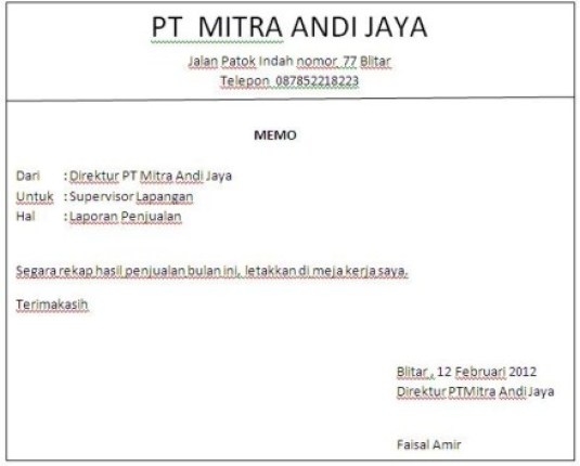 Detail Contoh Internal Memo Perusahaan Nomer 19