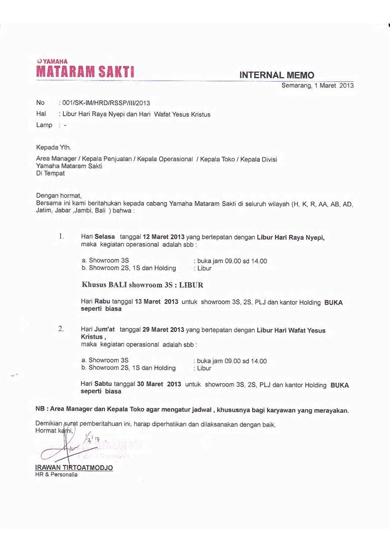 Detail Contoh Internal Memo Perusahaan Nomer 29