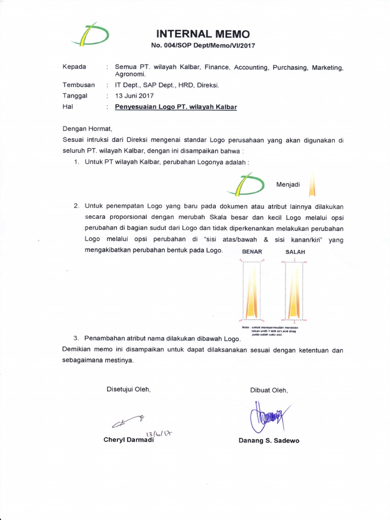 Detail Contoh Internal Memo Perusahaan Nomer 7