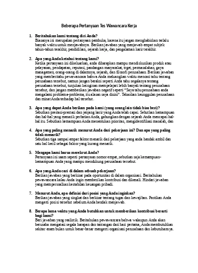 Detail Contoh Interview Kerja Nomer 21