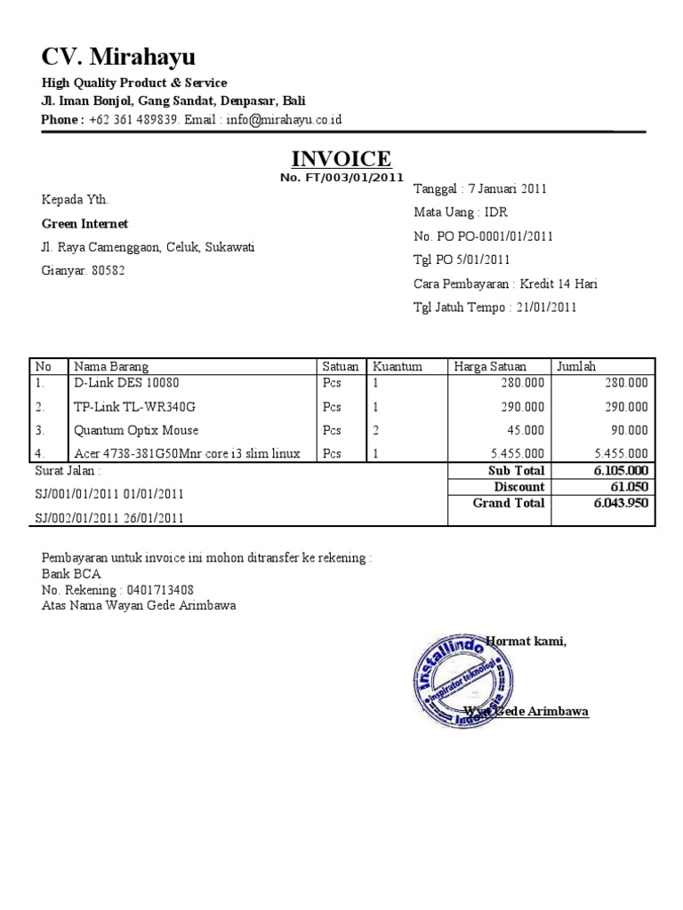 Detail Contoh Invoice Barang Nomer 34