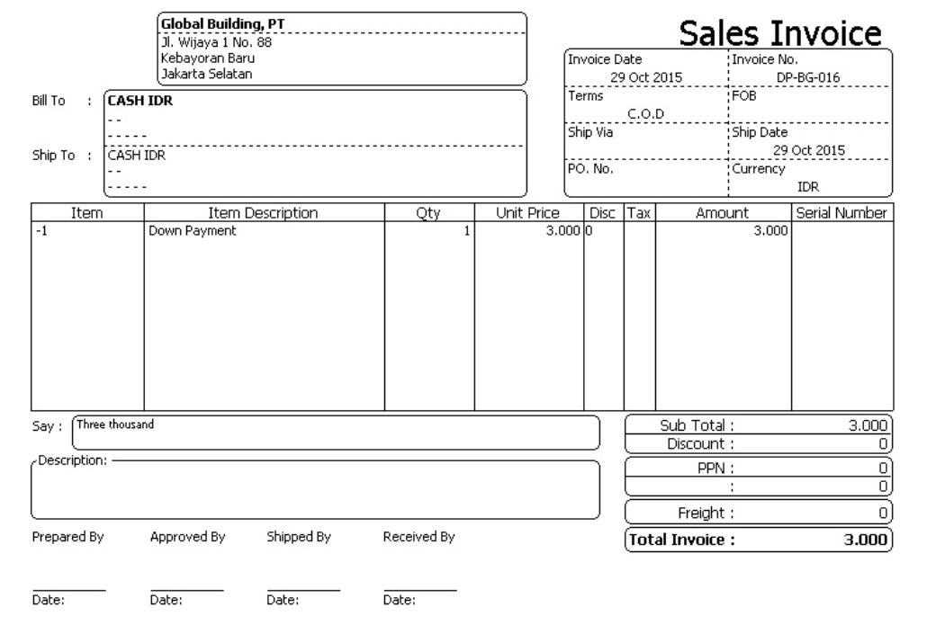 Detail Contoh Invoice Down Payment Nomer 43